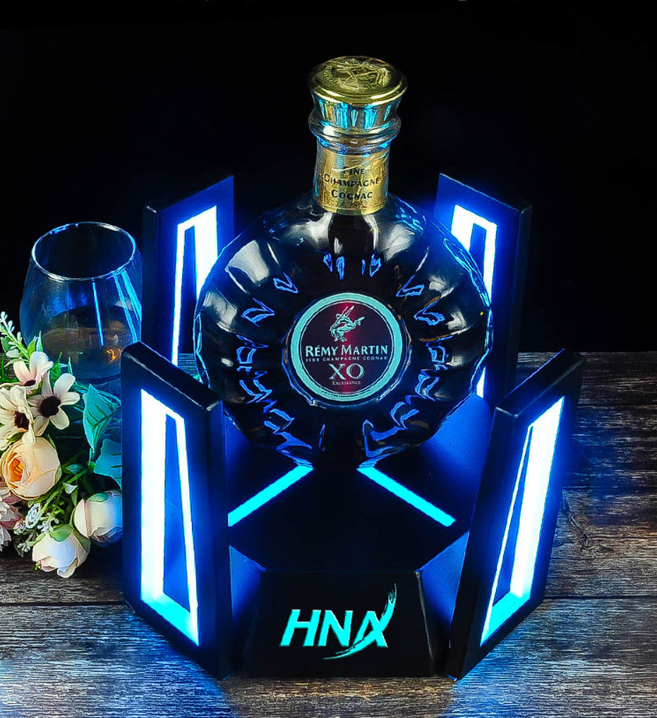 Đế trưng chai rượu có đèn led cho Bar Nhà Hàng HJ001