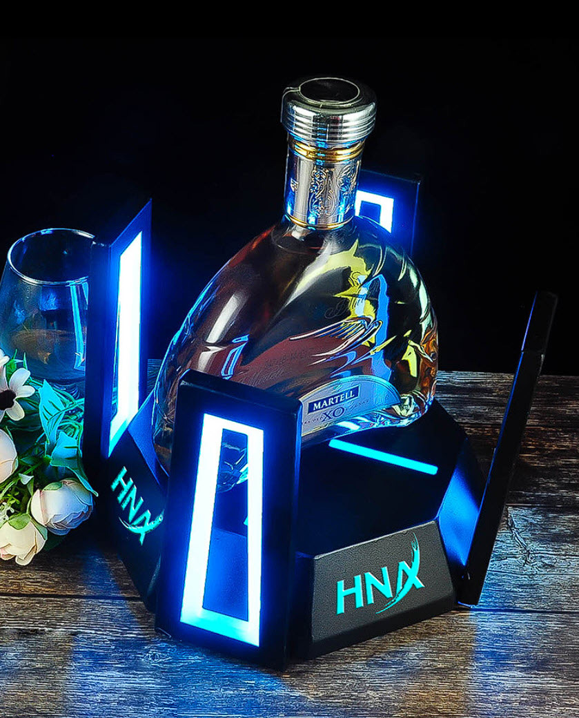 Đế trưng chai rượu có đèn led cho Bar Nhà Hàng HJ001
