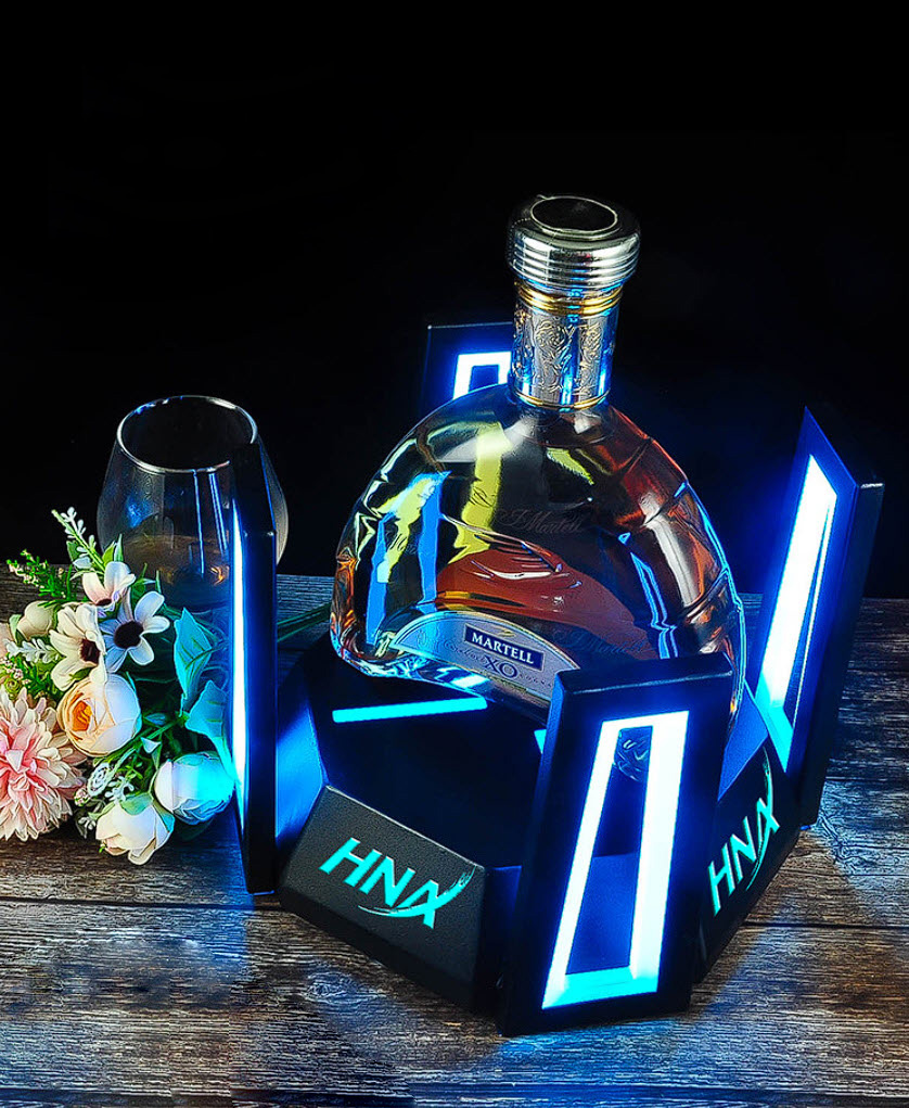 Đế trưng chai rượu có đèn led cho Bar Nhà Hàng HJ001