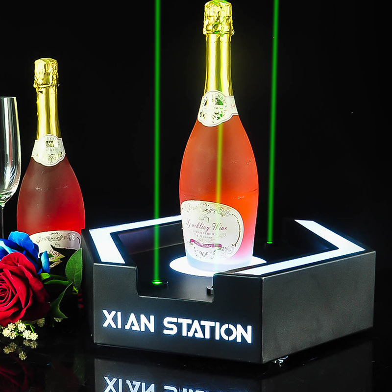 Đế trưng chai rượu có đèn lazer cho Bar Nhà Hàng YUT02