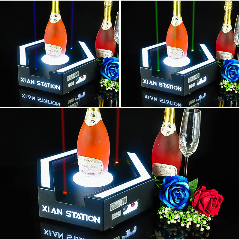 Đế trưng chai rượu có đèn lazer cho Bar Nhà Hàng YUT02