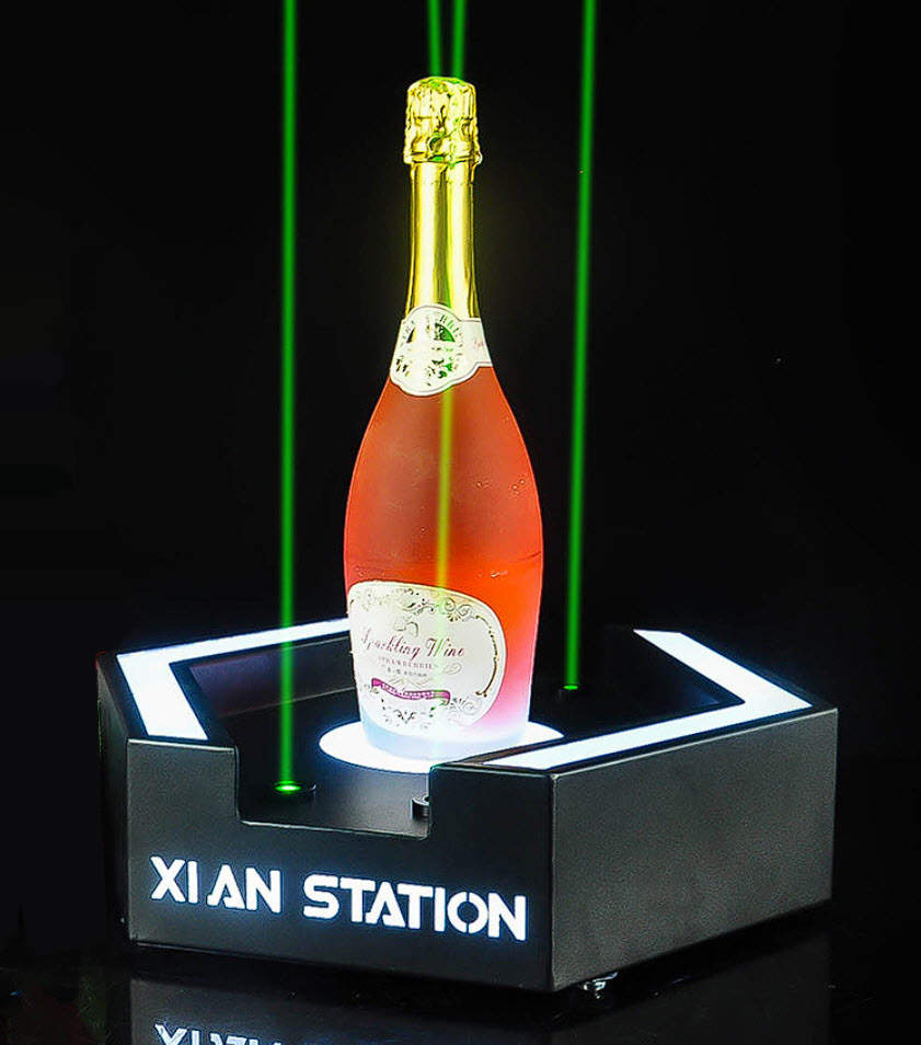 Đế trưng chai rượu có đèn lazer cho Bar Nhà Hàng YUT02