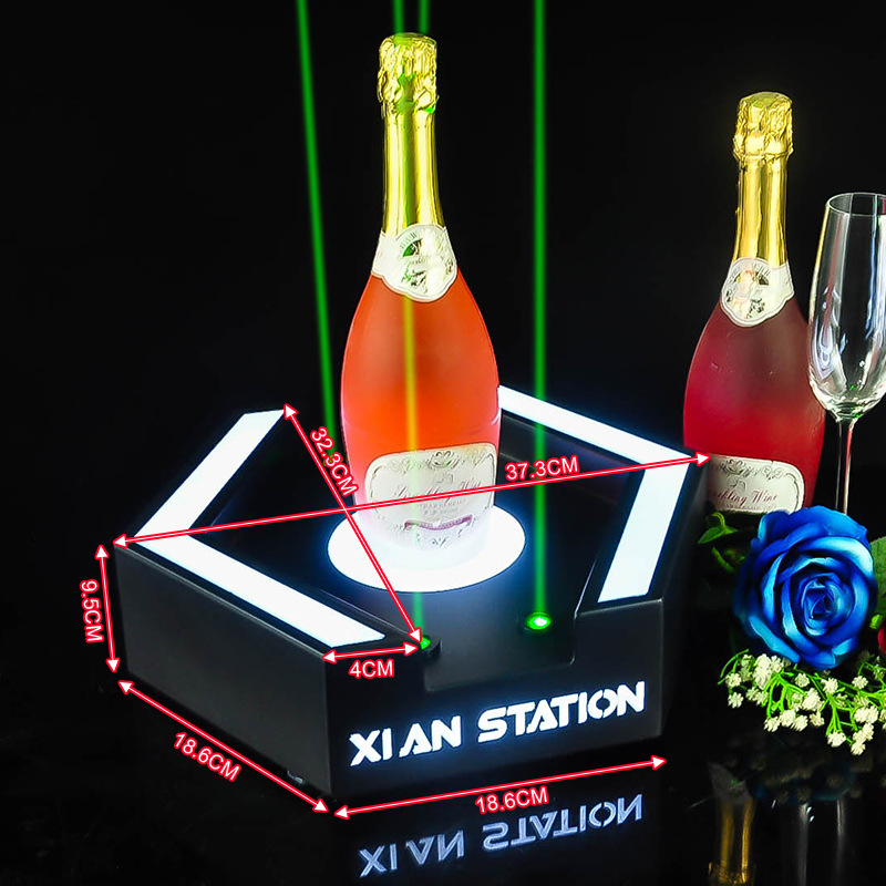 Đế trưng chai rượu có đèn lazer cho Bar Nhà Hàng YUT02