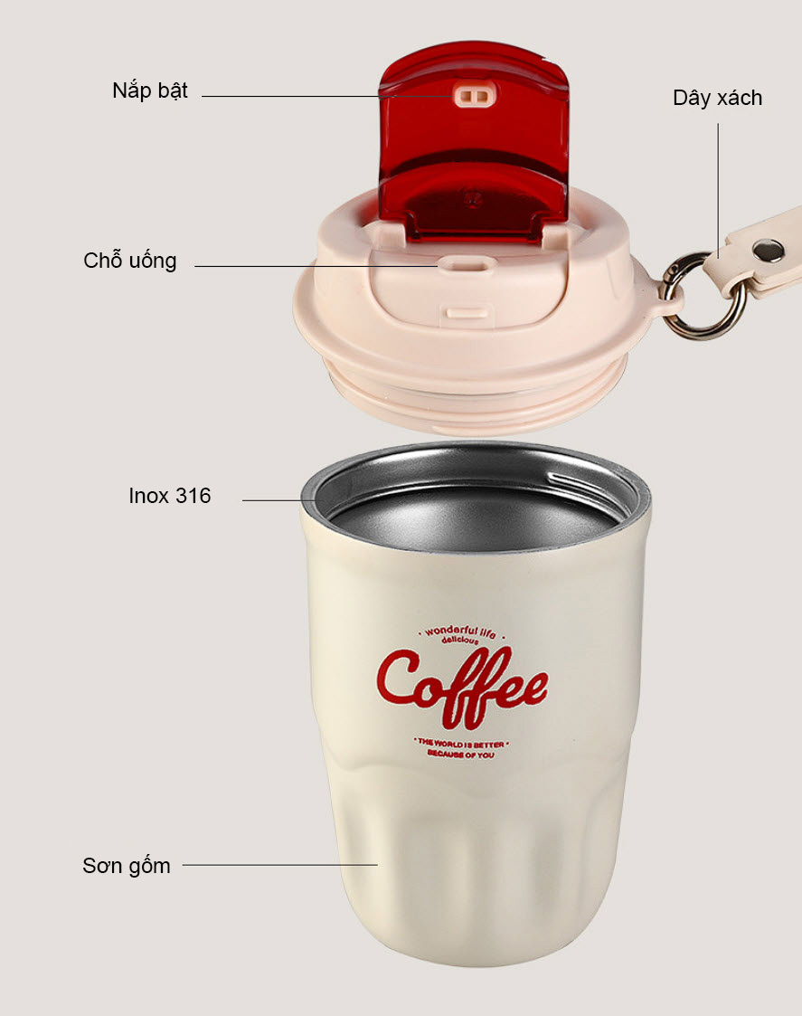 Ly giữ nhiệt đựng cafe inox 316 an toàn sức khỏe YA02