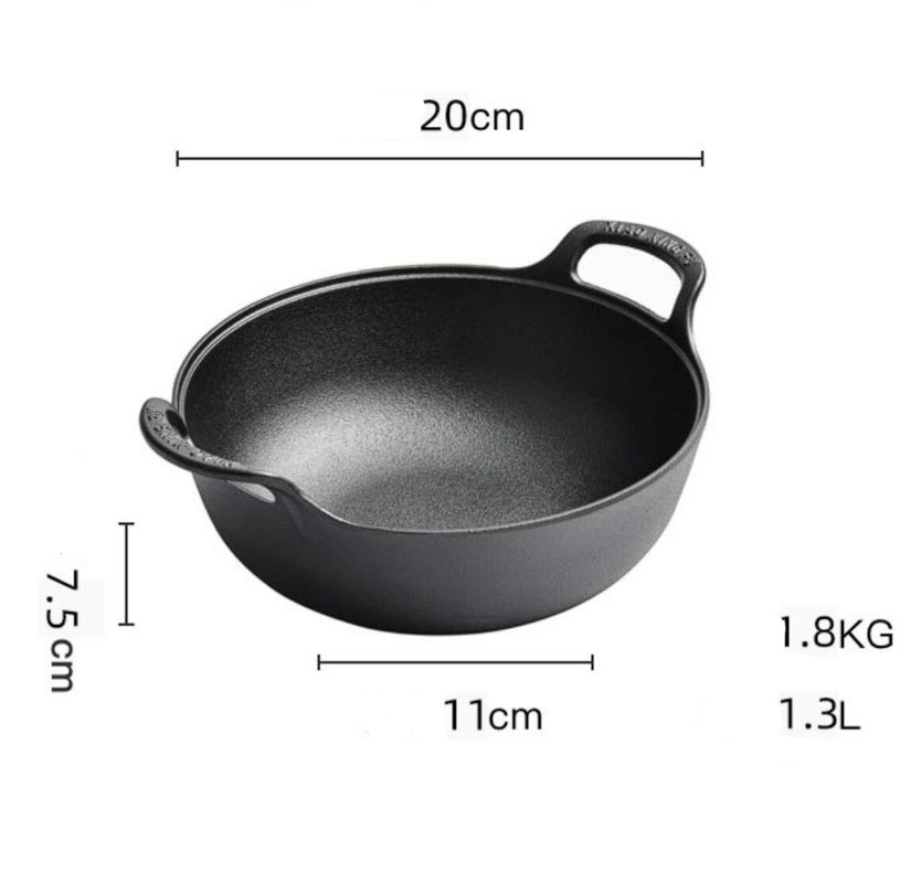 Nồi lẩu gang đúc thô quai liền size 20-27cm FSK10