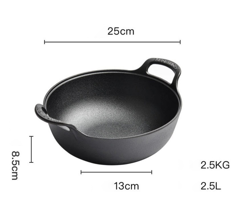 Nồi lẩu gang đúc thô quai liền size 20-27cm FSK10