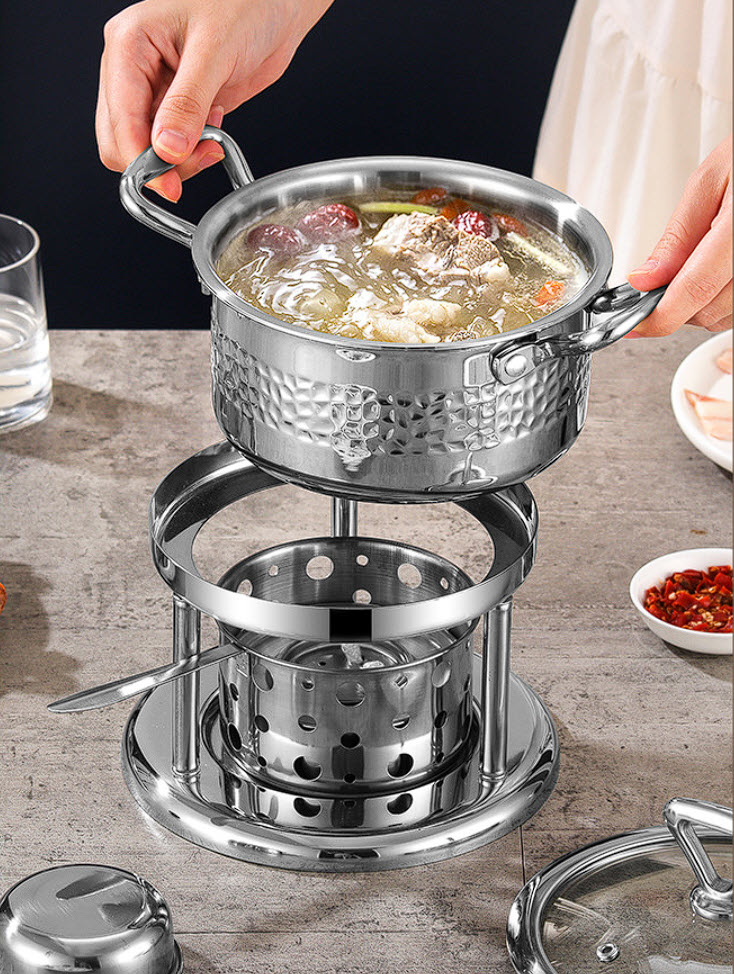 Nồi lẩu 1 người 17.5cm inox 304 dùng cồn CN014