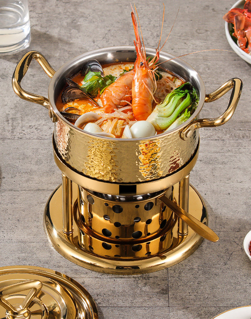 Nồi lẩu 1 người 17.5cm inox 304 dùng cồn CN014