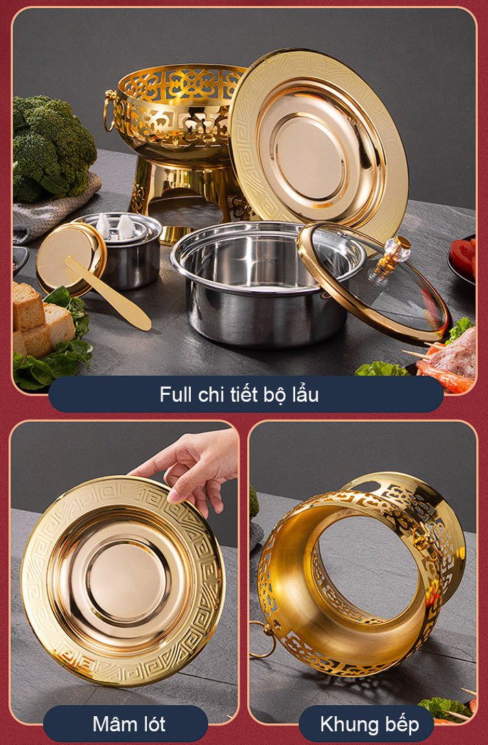Nồi lẩu 1 người 16cm inox 304 dùng cồn YDL003