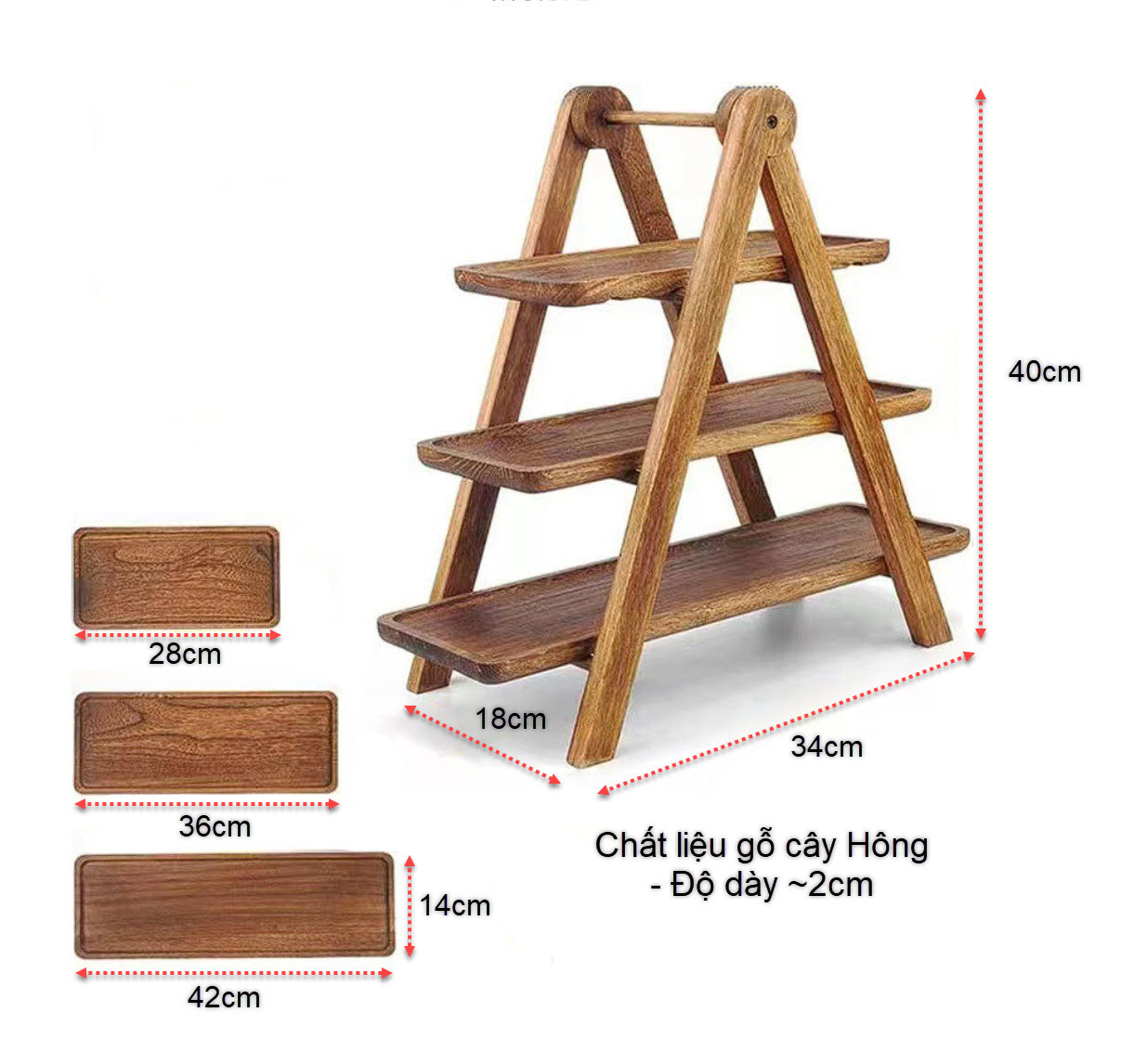 Kệ đựng bánh ngọt đồ tráng miệng buffet 3 tầng CP011
