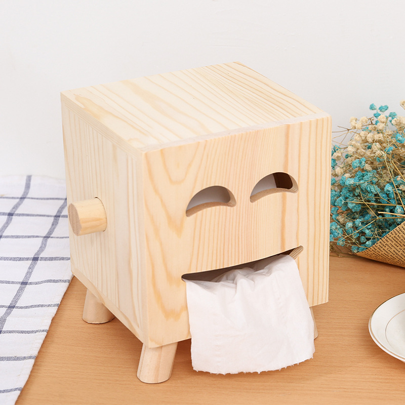 Hộp đựng khăn giấy cuộn ngộ nghĩnh gỗ thông PB021