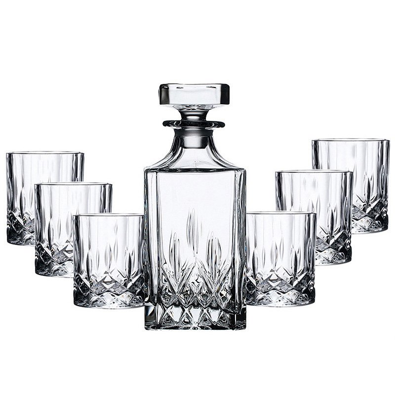 Bộ bình ly uống rượu tây uống whisky 7 món pha lê BB8874