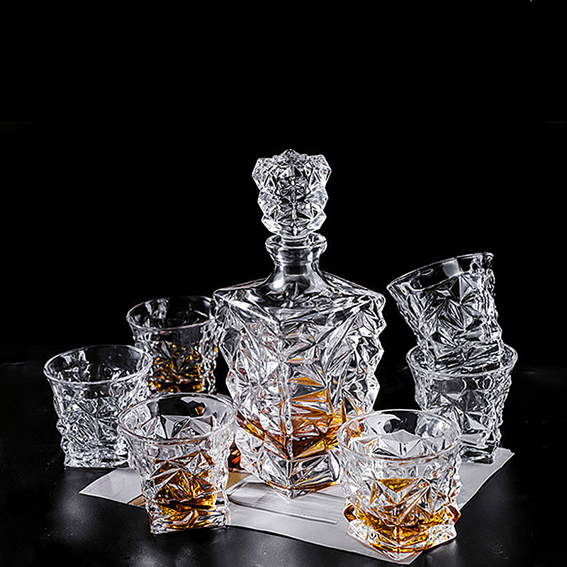 Bộ bình ly uống rượu tây uống whisky 7 món pha lê BB8874