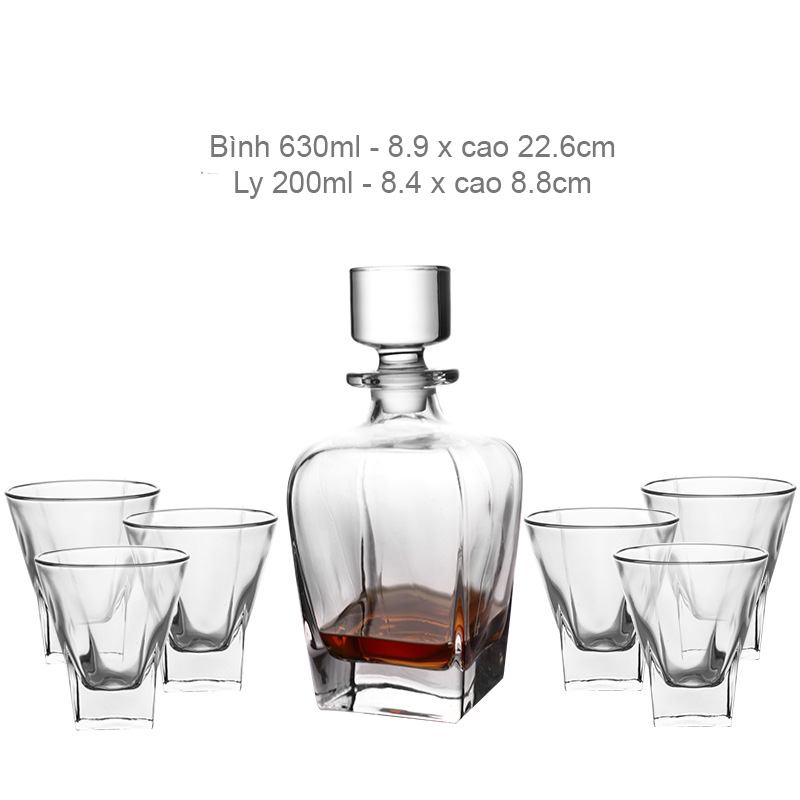 Bộ bình ly uống rượu tây uống whisky thủy tinh BB8875