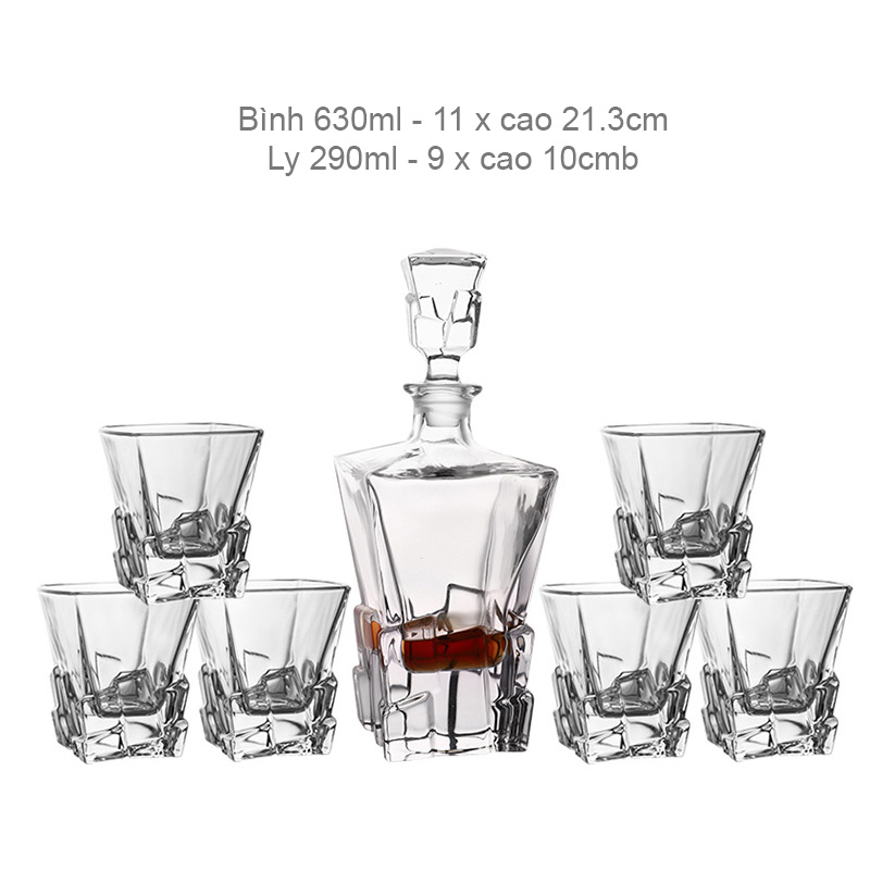 Bộ bình ly uống rượu tây uống whisky thủy tinh BB8875