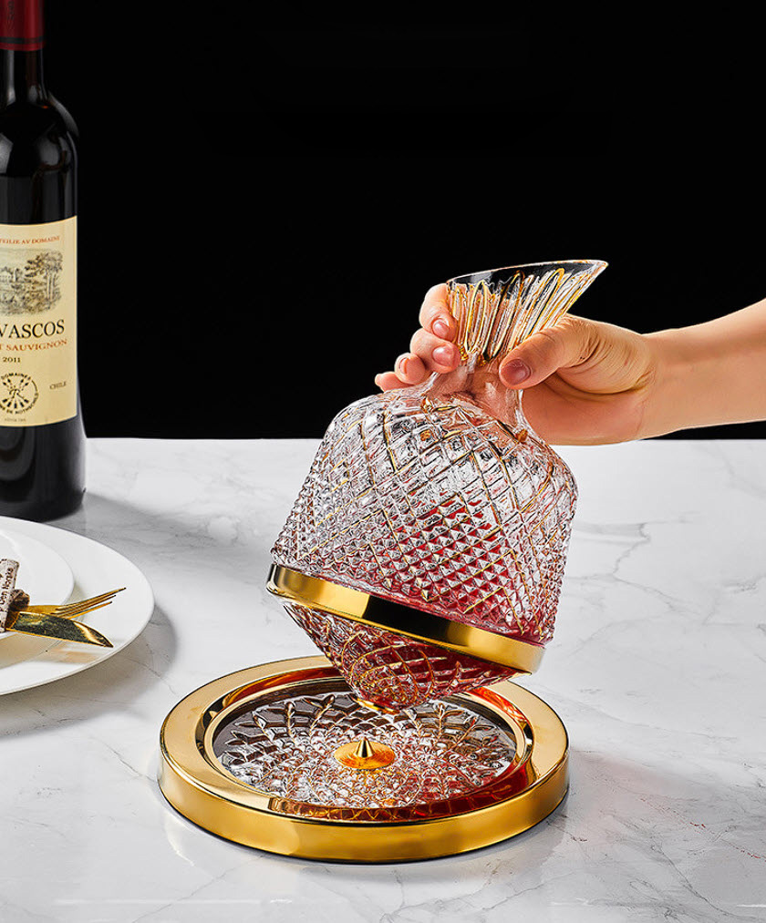 Bình thở vang đế xoay bình chiết vang decanter rót vang XZ0012