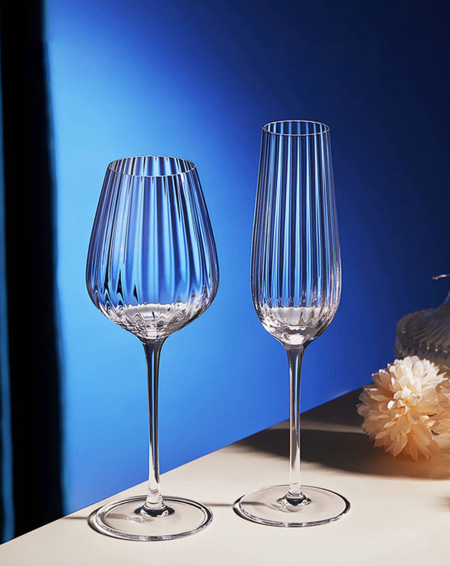 Ly uống vang pha lê viền sọc nhiều size SJW016