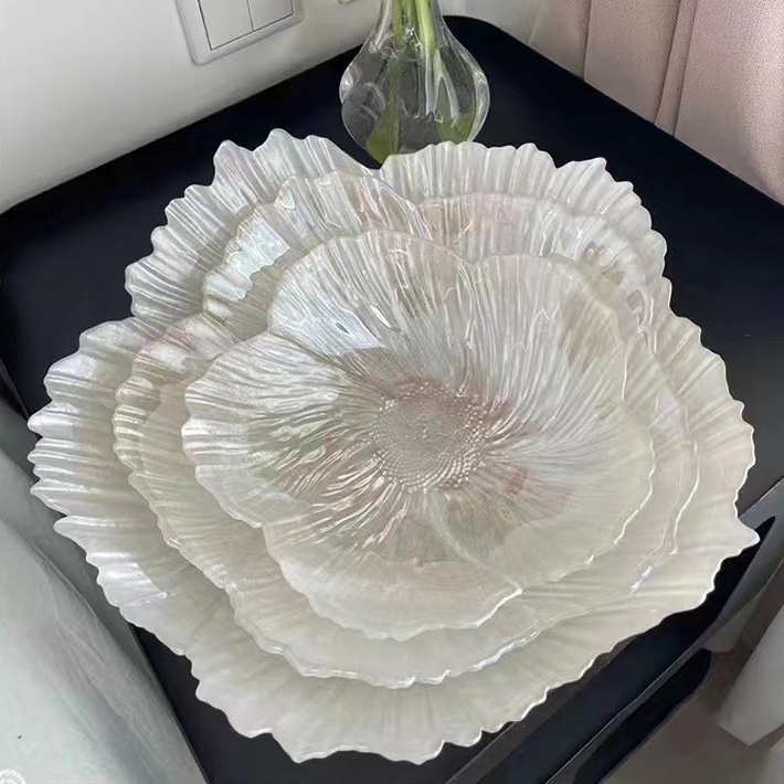Dĩa thủy tinh bông hoa 5 cánh 3D SJW019
