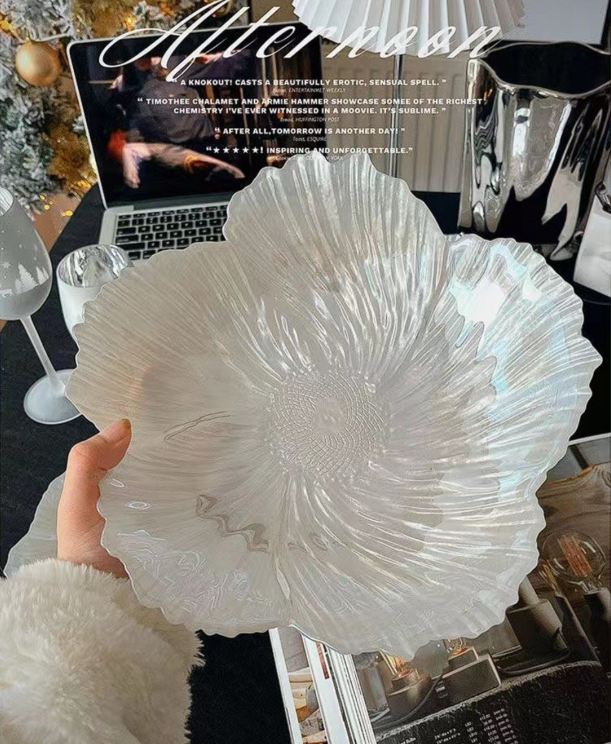 Dĩa thủy tinh bông hoa 5 cánh 3D SJW019