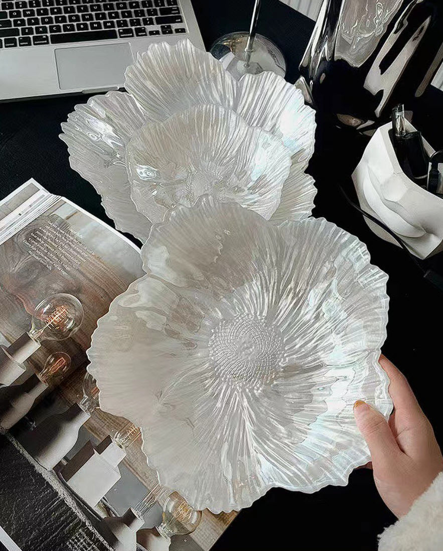 Dĩa thủy tinh bông hoa 5 cánh 3D SJW019