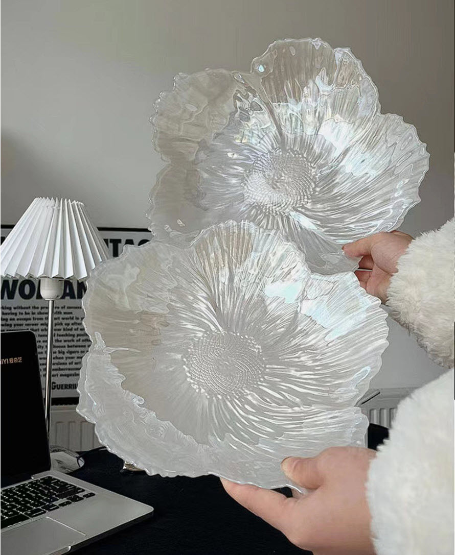 Dĩa thủy tinh bông hoa 5 cánh 3D SJW019