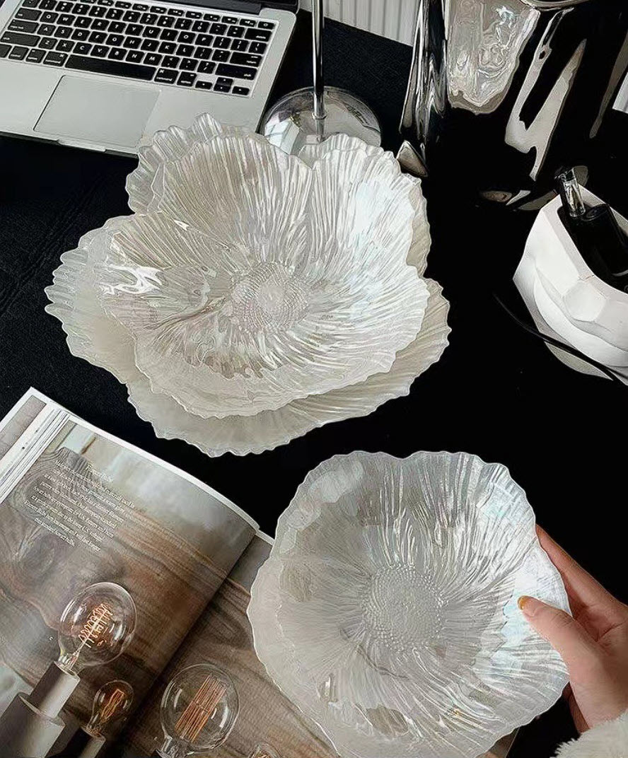 Dĩa thủy tinh bông hoa 5 cánh 3D SJW019