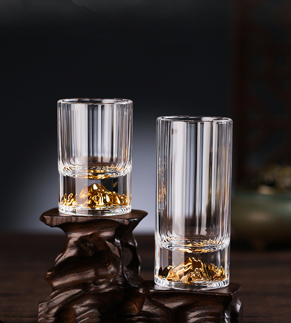 Ly uống rượu shot pha lê iceberg nhũ vàng CR012