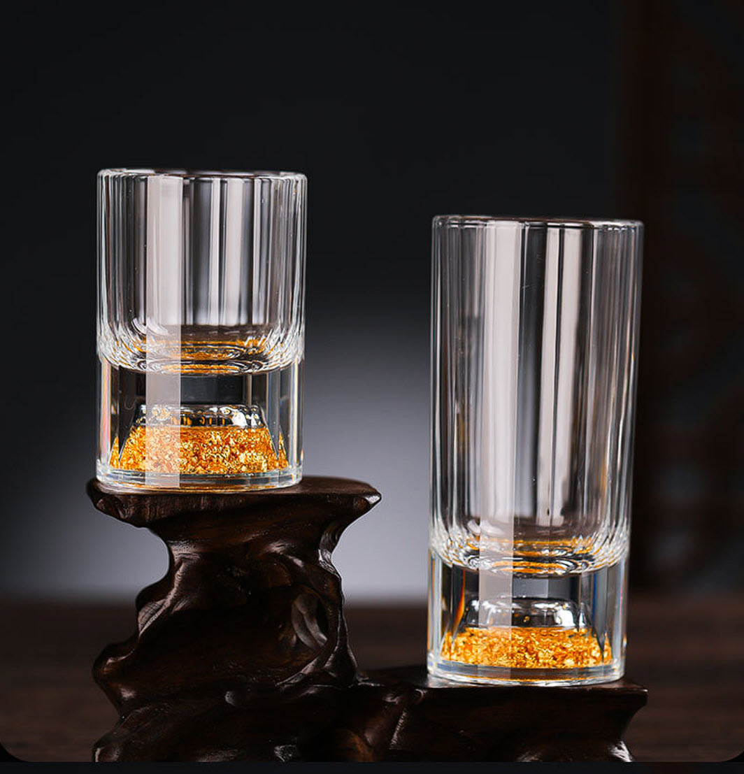 Ly uống rượu shot pha lê iceberg nhũ vàng CR012