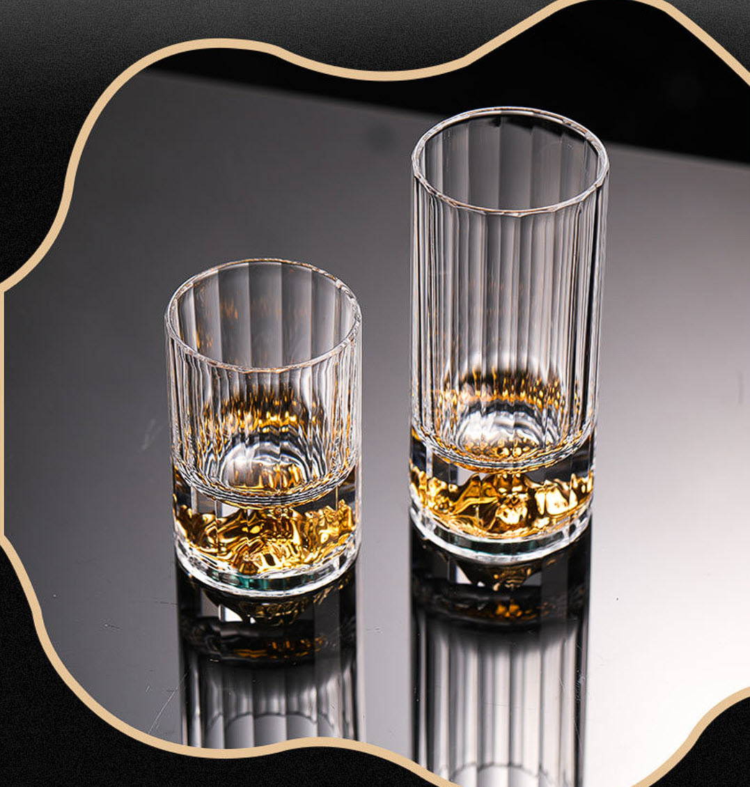 Ly uống rượu shot pha lê iceberg nhũ vàng CR012