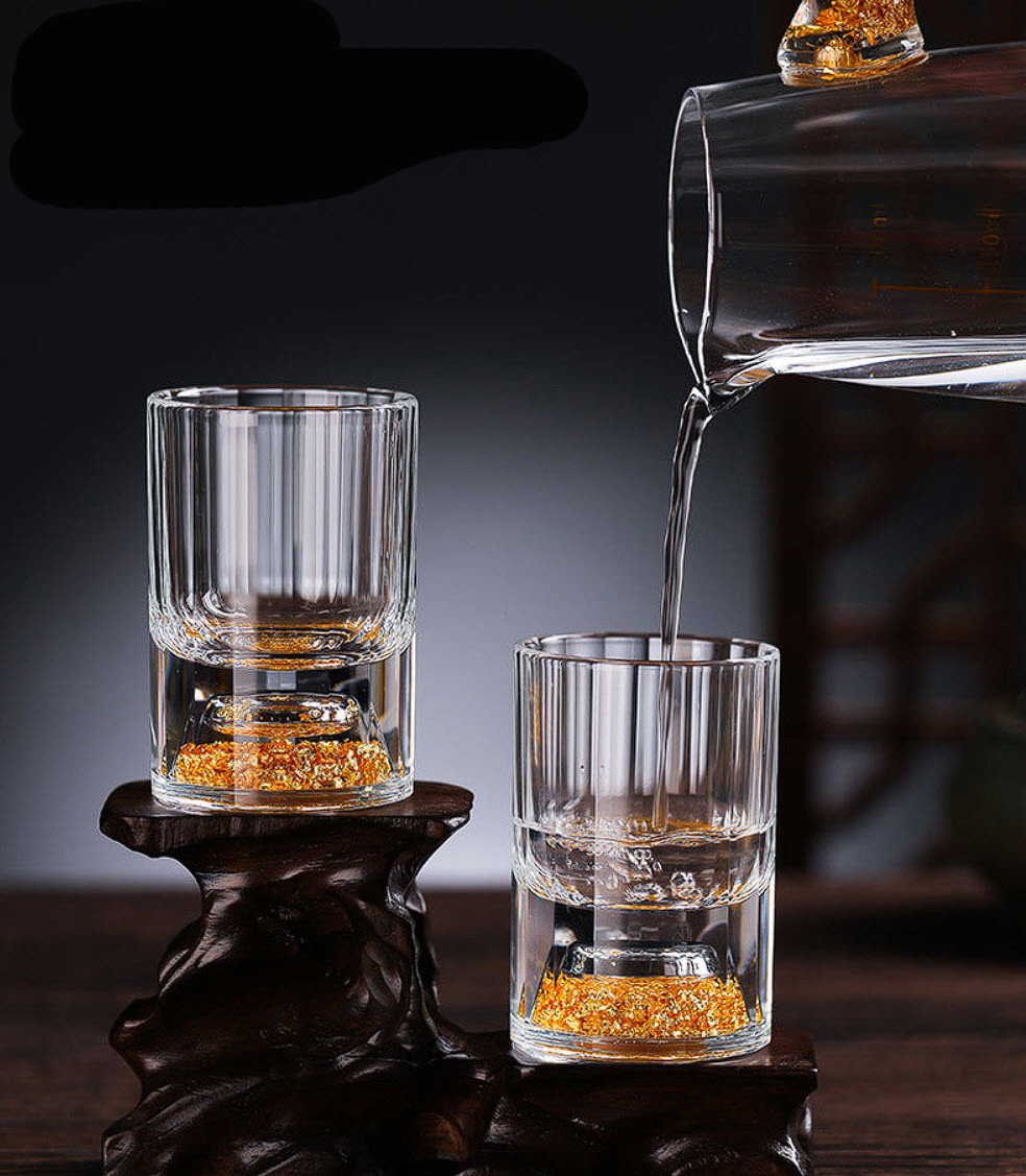 Ly uống rượu shot pha lê iceberg nhũ vàng CR012