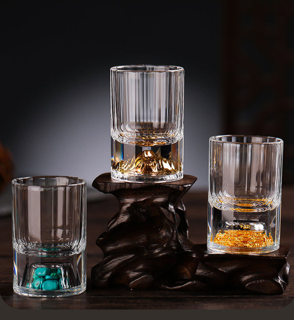 Ly uống rượu shot pha lê iceberg nhũ vàng CR012