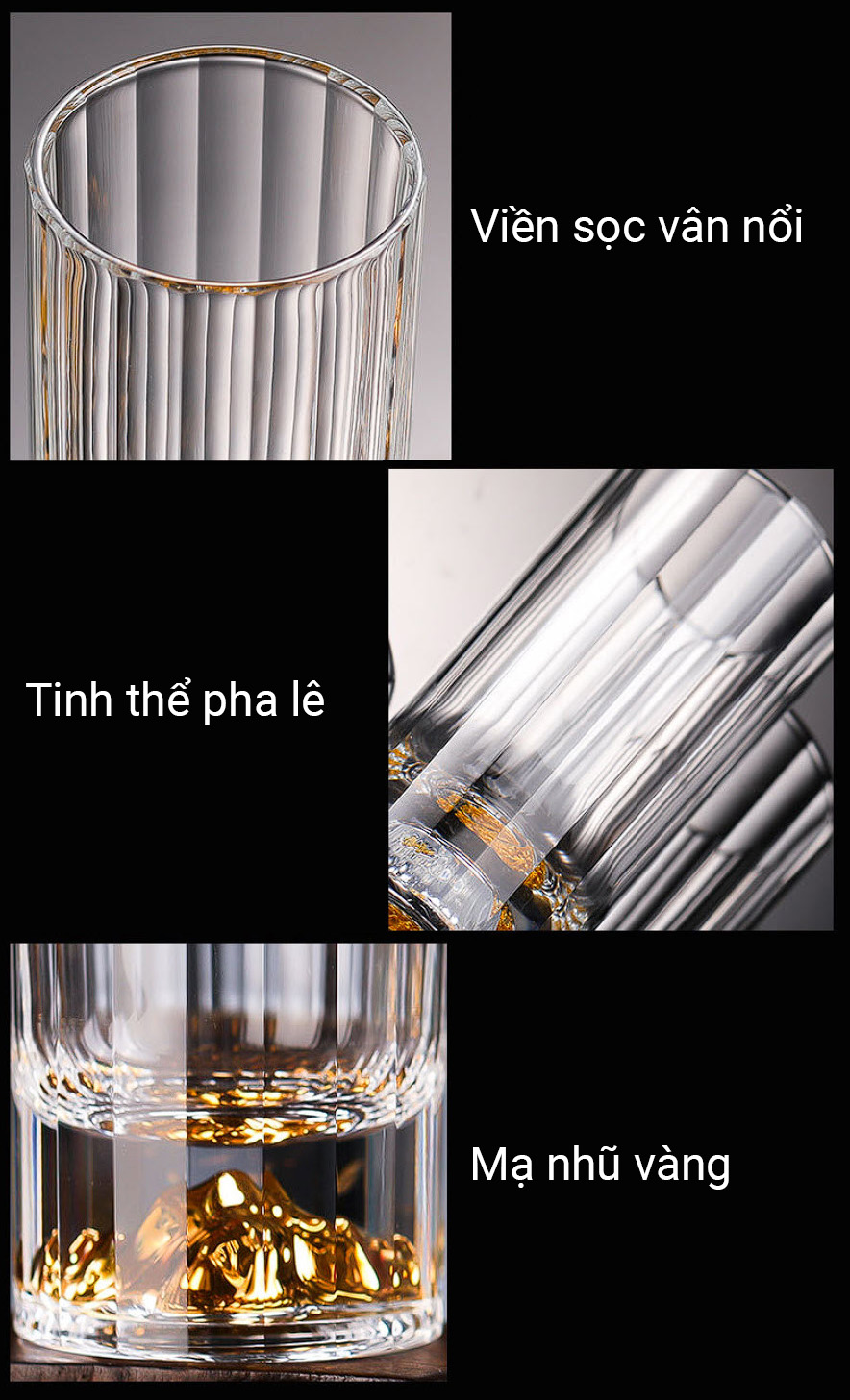 Ly uống rượu shot pha lê iceberg nhũ vàng CR012