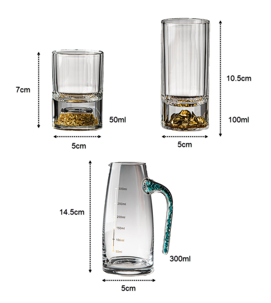 Ly uống rượu shot pha lê iceberg nhũ vàng CR012