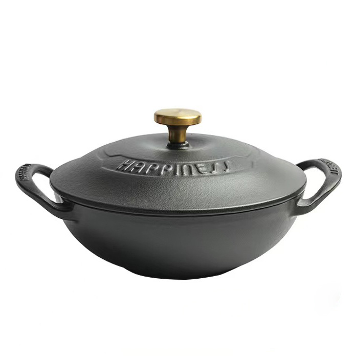 Nồi lẩu gang nồi gang đúc thô Happyness 21-24cm HN012