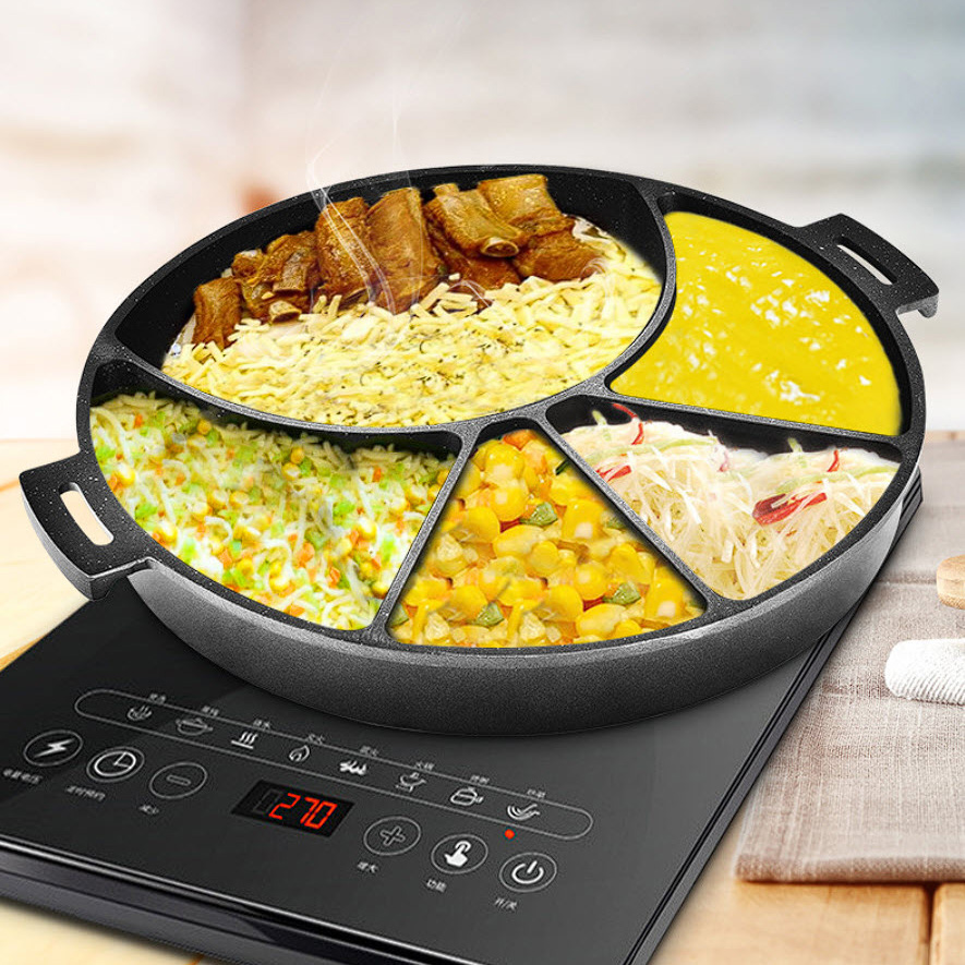 Chảo nướng sốt phô mai 5 ngăn 32cm nhôm phủ đá y tế ZS320B
