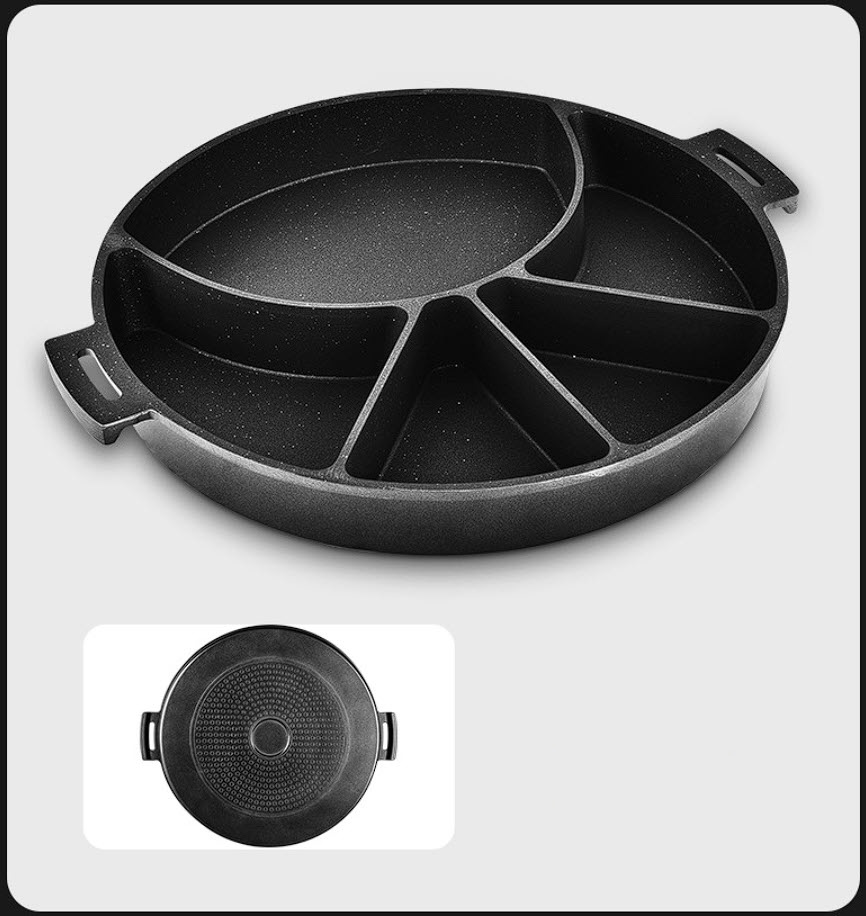 Chảo nướng sốt phô mai 5 ngăn 32cm nhôm phủ đá y tế ZS320B