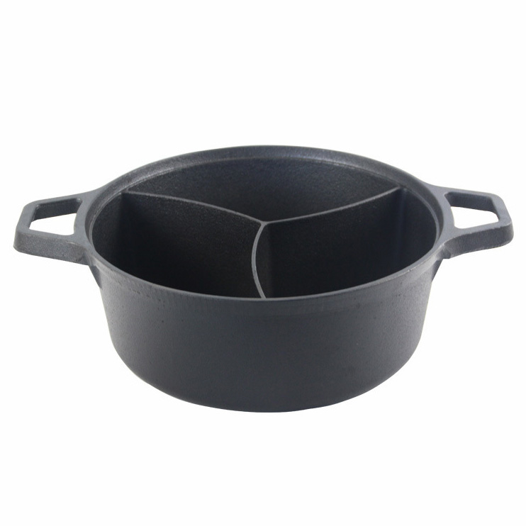 Nồi lẩu gang 3 ngăn đường kính 30cm không chống dính T191