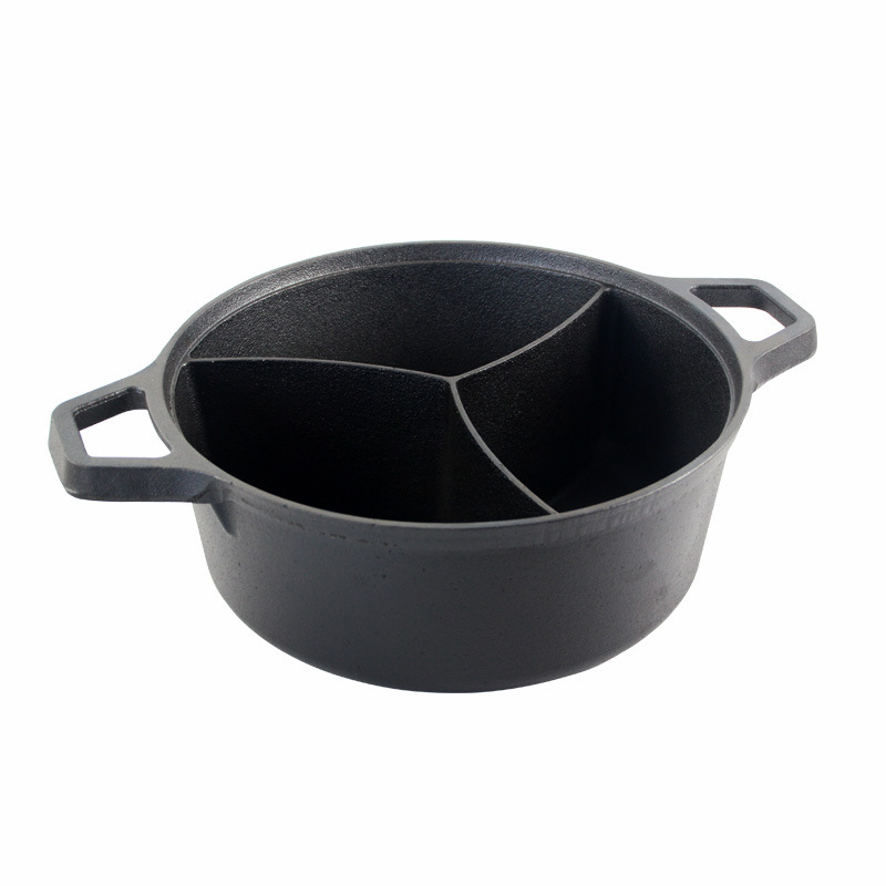 Nồi lẩu gang 3 ngăn đường kính 30cm không chống dính T191