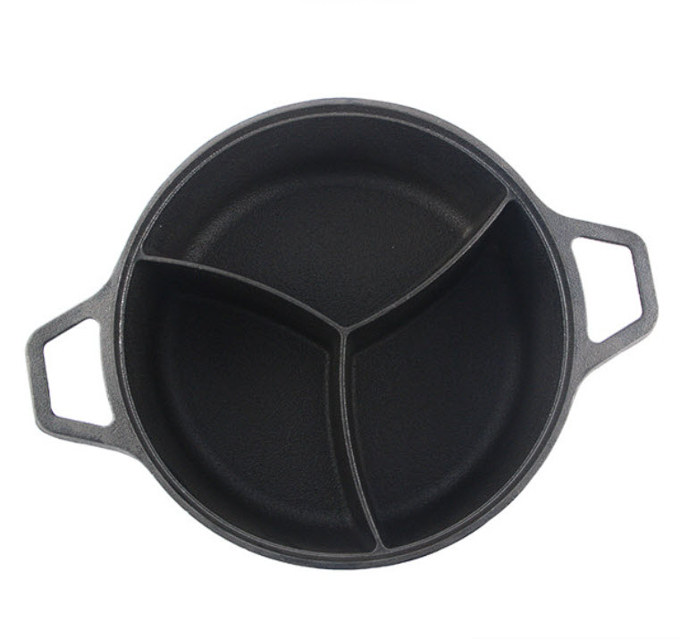 Nồi lẩu gang 3 ngăn đường kính 30cm không chống dính T191