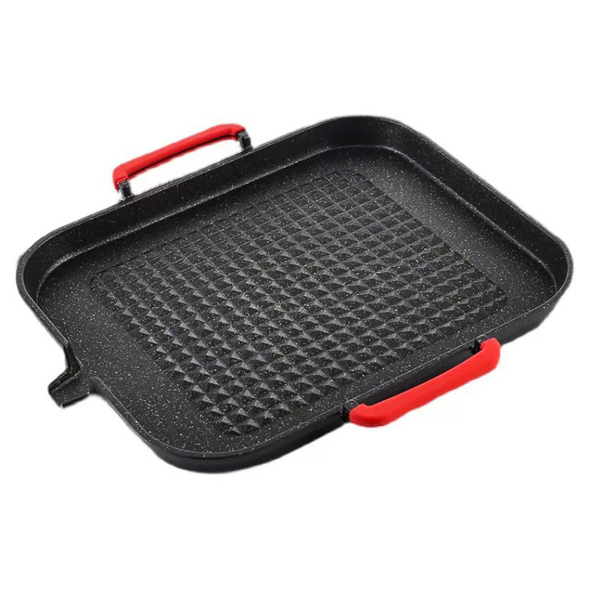 Chảo nướng thịt nhôm 30x25 phủ đá y tế chống dính KS032