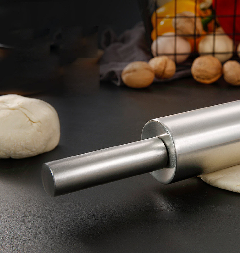 Cây lăn bột cán bột inox 304 loại dày và nặng giúp cán bột đều không mỏi tay F528
