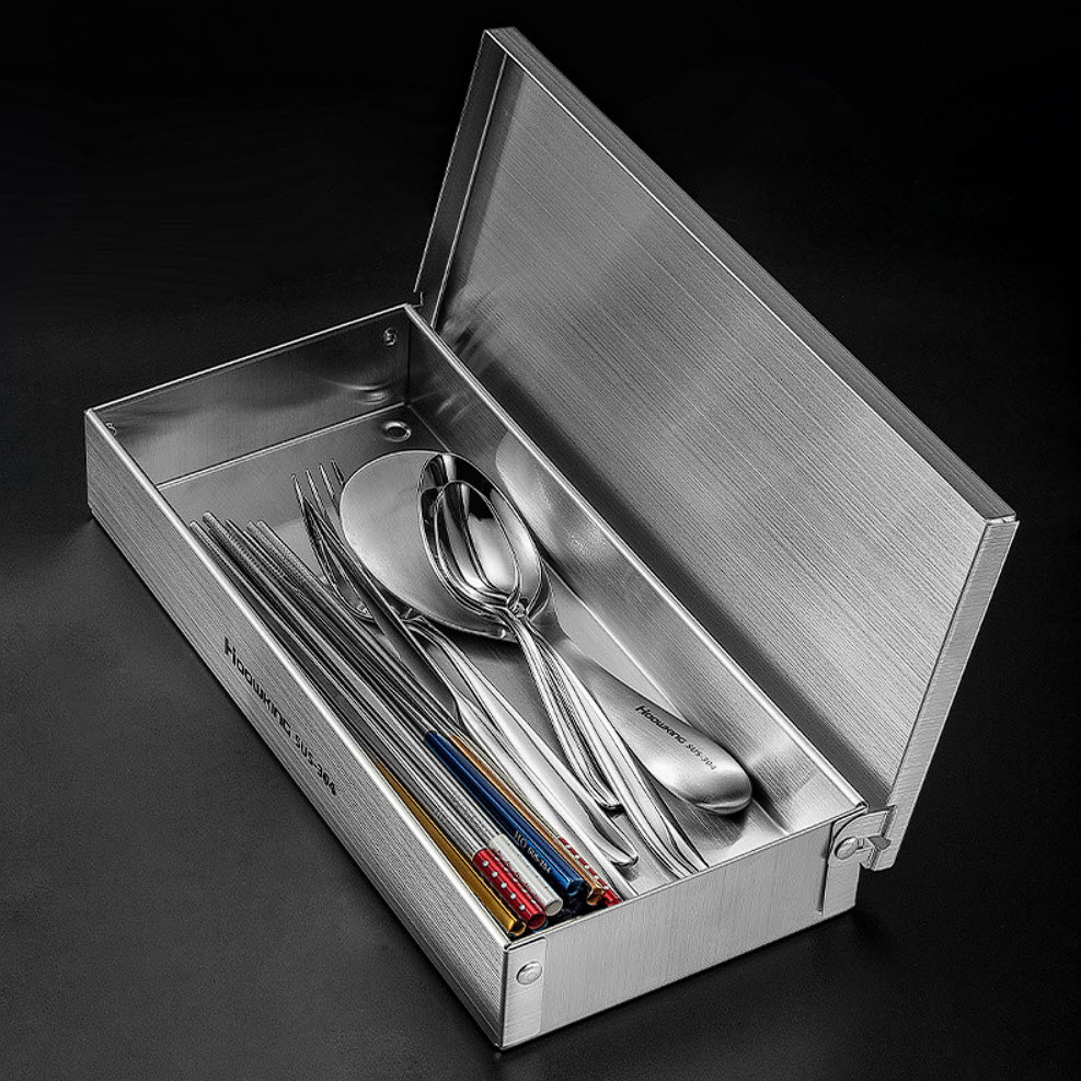 Hộp đựng đũa muỗng nĩa inox 304 có nắp lật F149
