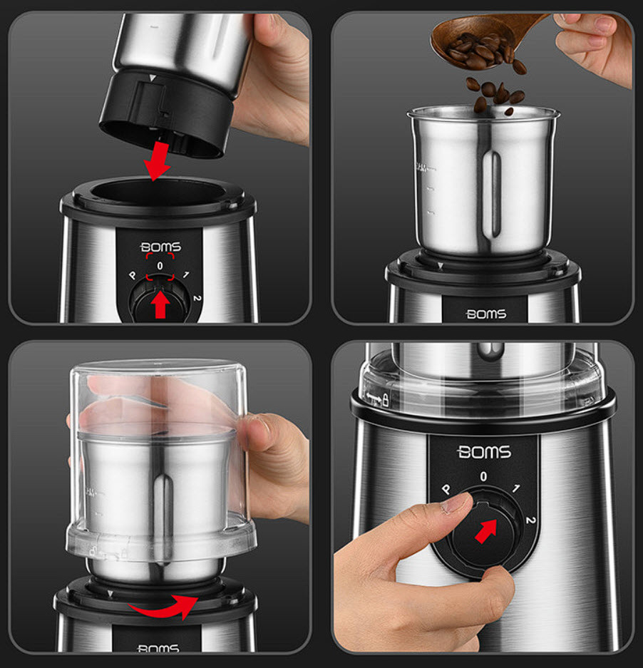 Máy xay cafe xay ngũ cốc nguyên liệu nấu ăn gia đình BOM20