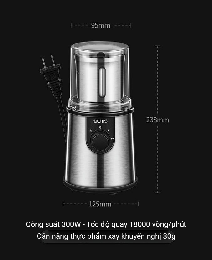 Máy xay cafe xay ngũ cốc nguyên liệu nấu ăn gia đình BOM20