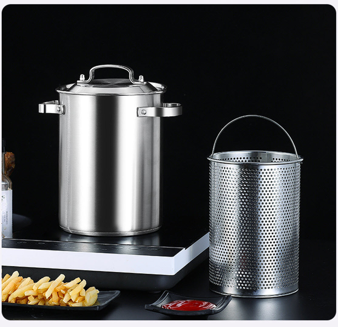 Nồi chiên gà rán khoai tây chiên phi lê cá inox 304 cho gia đình STG01