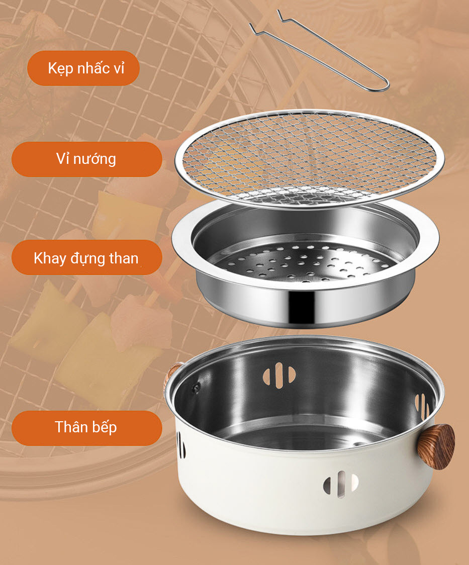 Bếp nướng than hoa để bàn 28cm cho nhà hàng và gia đình TY001