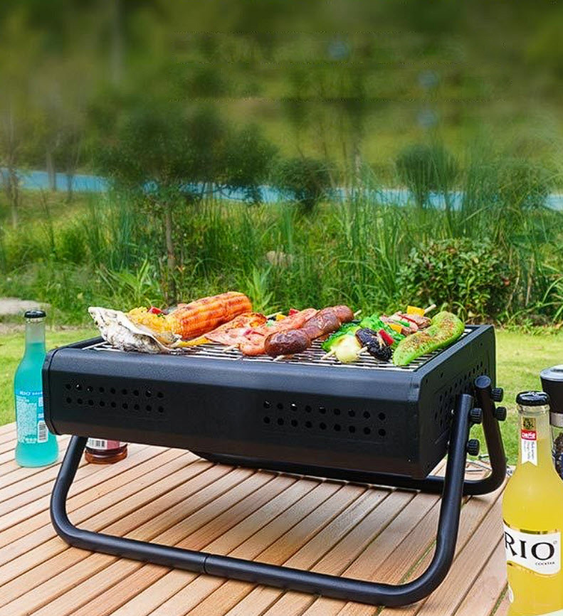 Bếp nướng BBQ cắm trại ngoài trời 44x30cm có chân đỡ YBT011
