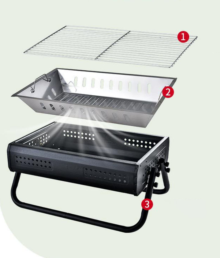 Bếp nướng BBQ cắm trại ngoài trời 44x30cm có chân đỡ YBT011