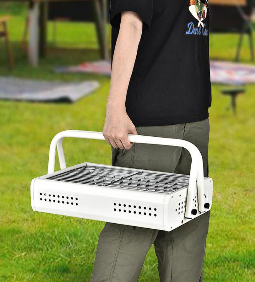 Bếp nướng BBQ cắm trại ngoài trời 44x30cm có chân đỡ YBT011