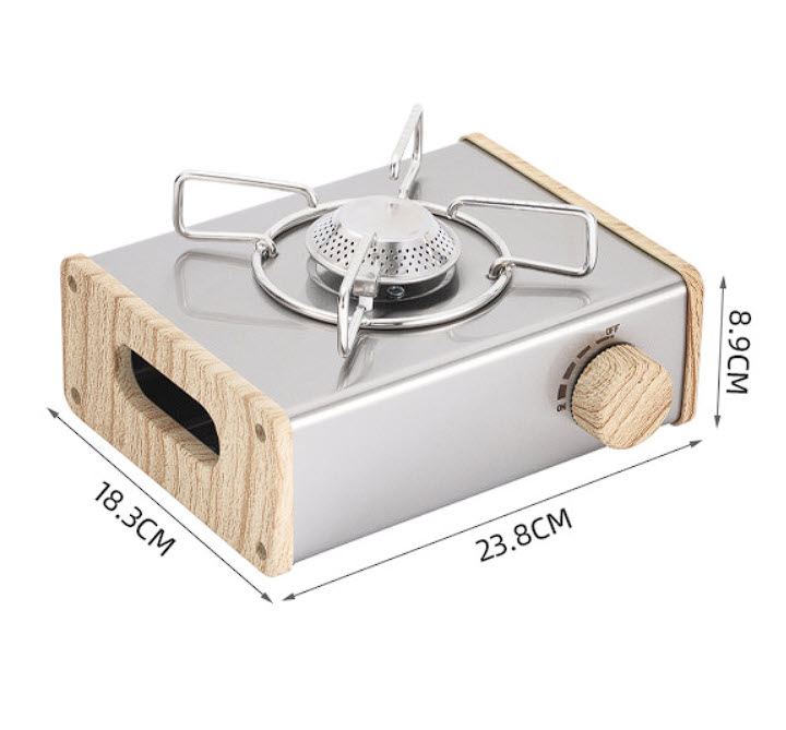 Bếp gas cắm trại bếp gas mini du lịch inox viền giả gỗ YD014